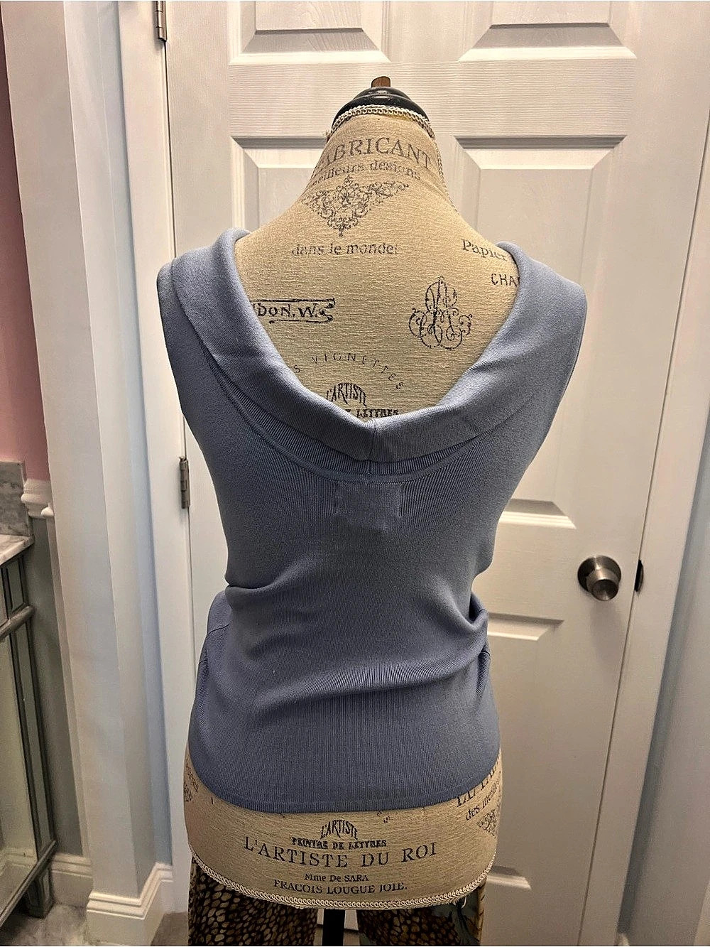 Ribbed Cowl Neck Blue Medium Like New - Picture 3 of 7